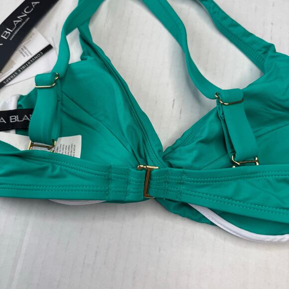 La Blanca Island Goddess Underwire Twist Bikini Top in Emerald NWT Size 4 - Picture 5 of 9